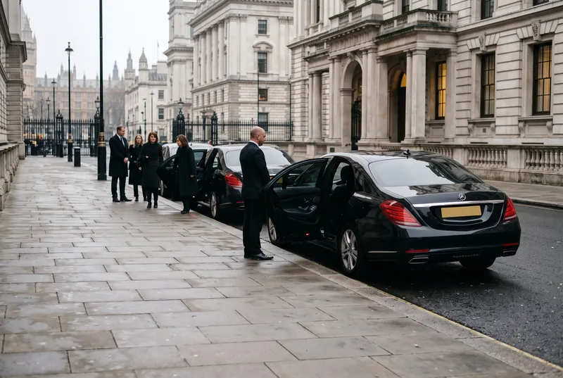Mercedes-Benz S-Class mit Chauffeur empfangen eine Delegation in Westminster
