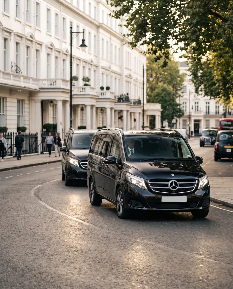 Два Mercedes-Benz V-Class едут колонной по Лондону