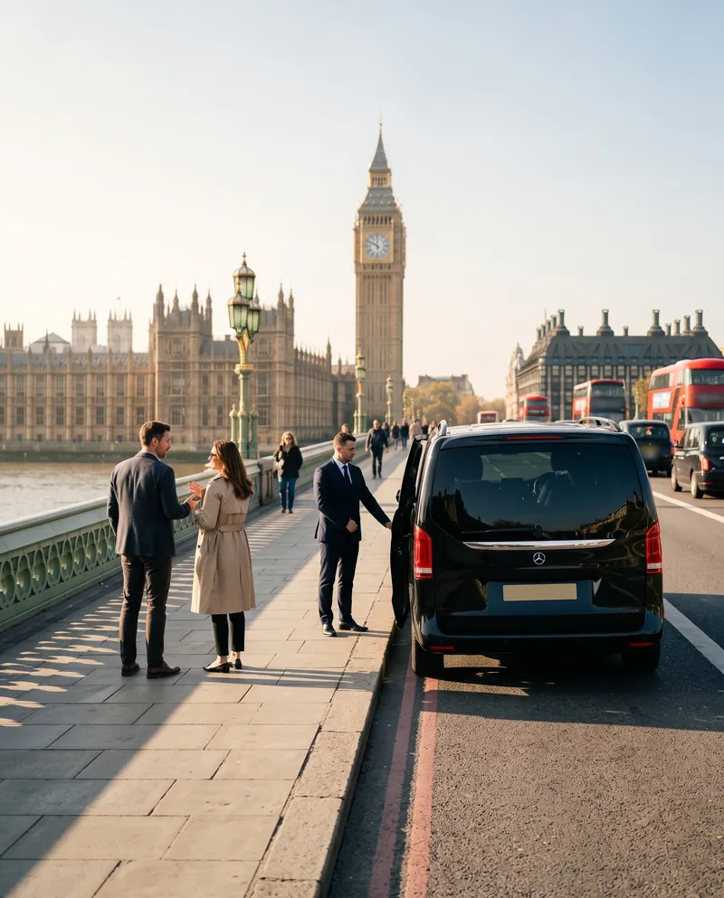 Couple admirant la vue depuis le pont de Westminster lors d’une visite privée